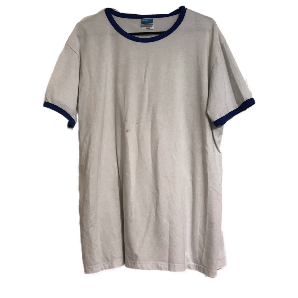 oversized white & blue ringer tee